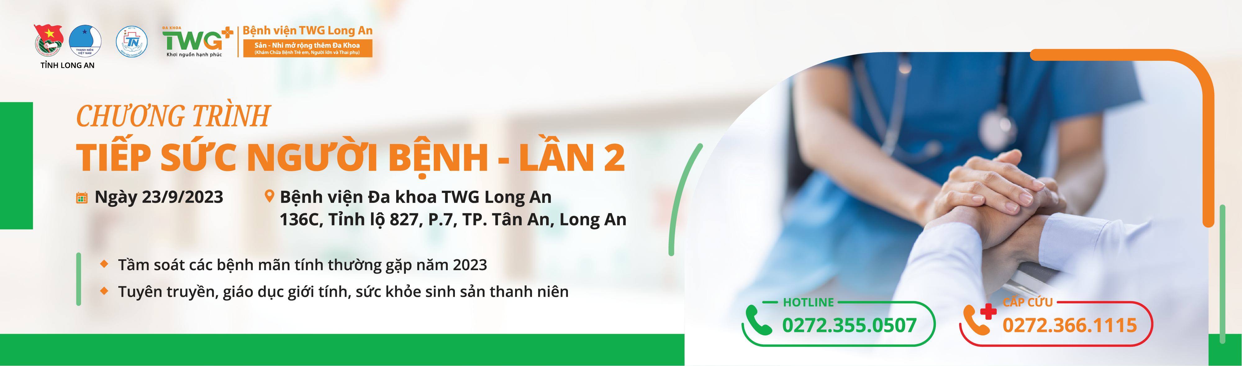 CHƯƠNG TRÌNH TIẾP SỨC NGƯỜI BỆNH LẦN 2 - TẦM SOÁT CÁC BỆNH MÃN TÍNH THƯỜNG GẶP CHO NGƯỜI DÂN CÓ HOÀN CẢNH KHÓ KHĂN TRÊN ĐỊA BÀN TP. TÂN AN